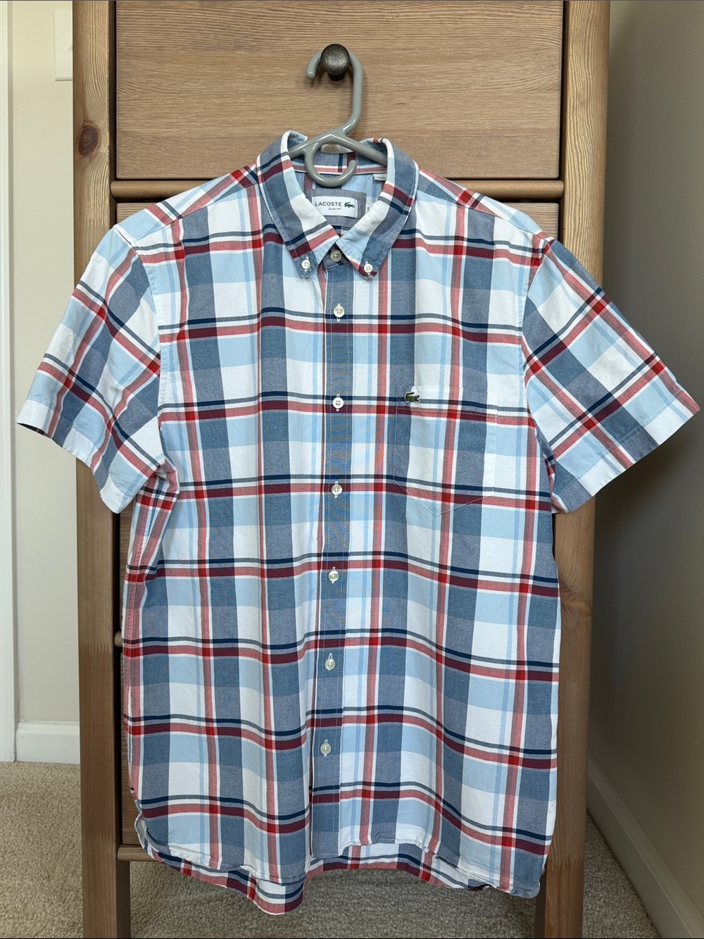 Lacoste Men's Plaid Short-Sleeve Button-Down Shirt